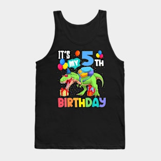 T Rex Dinosaur Its My 5Th Birthday 5 Years Old Boys Kids Tank Top